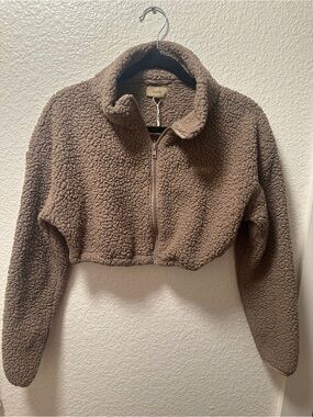 Skims cropped fuzzy zip up
